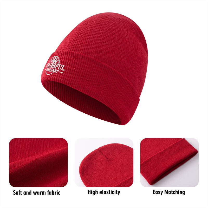 Faithful Servant Embroidered Knitted Beanie